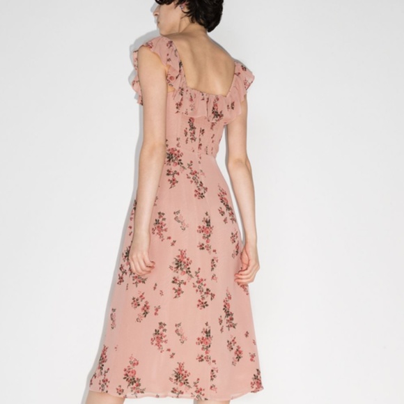 Reformation Women's Midi Pink Floral Print Collette Dress, Size 4 - Picture 3 of 6